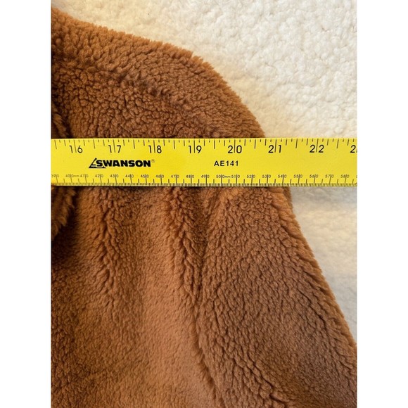 GAP Ladies Sherpa Jacket Brown X Large XL Button Closure Pockets Lined - Picture 14 of 14